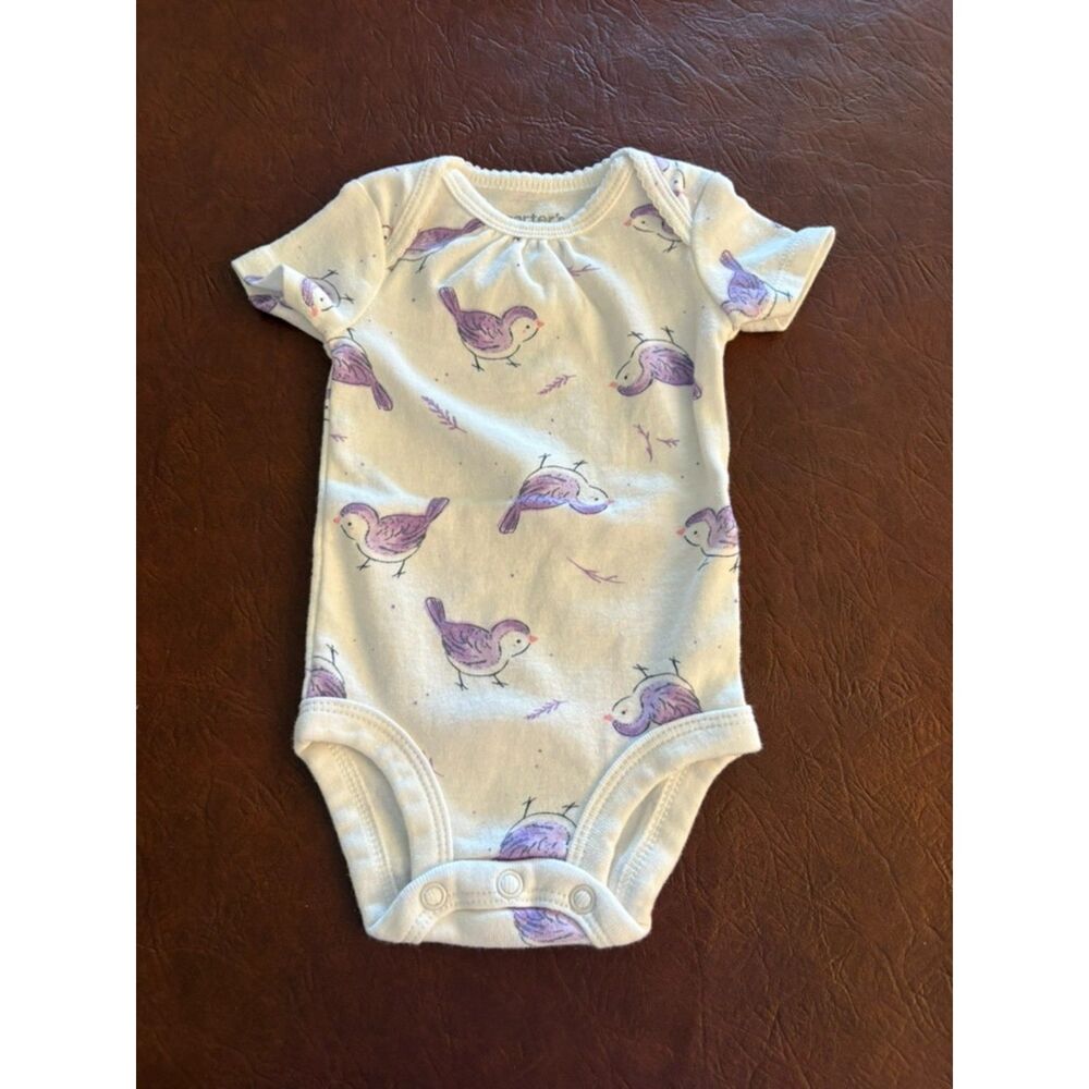 Carter's Newborn One Piece with Purple Birds